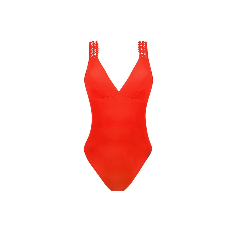 Lise Charmel Swimwear - Ajourage Couture Non Wire Plunge Swimsuit Orange Couture