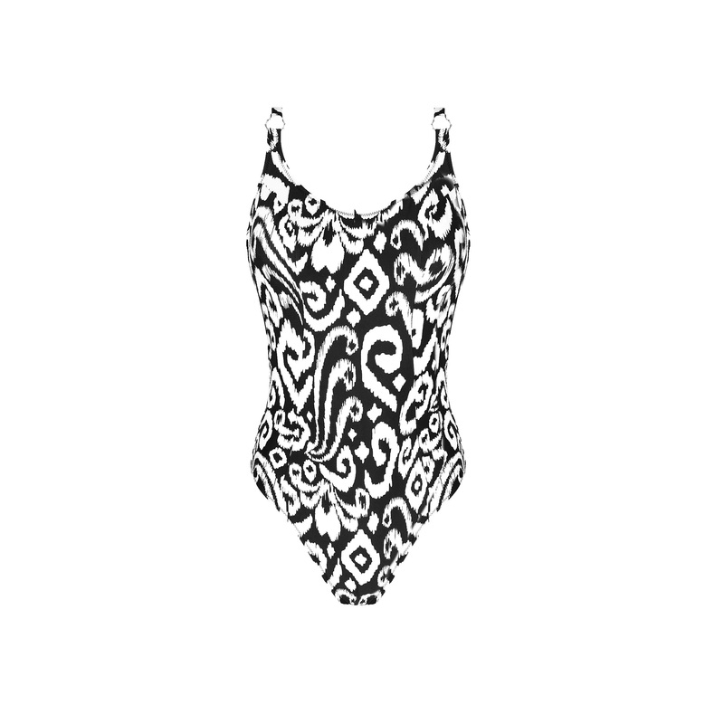 Antigel Swimwear By Lise Charmel - La Balinaise Full Cup Underwired Swimsuit Ikat Blanc Noir