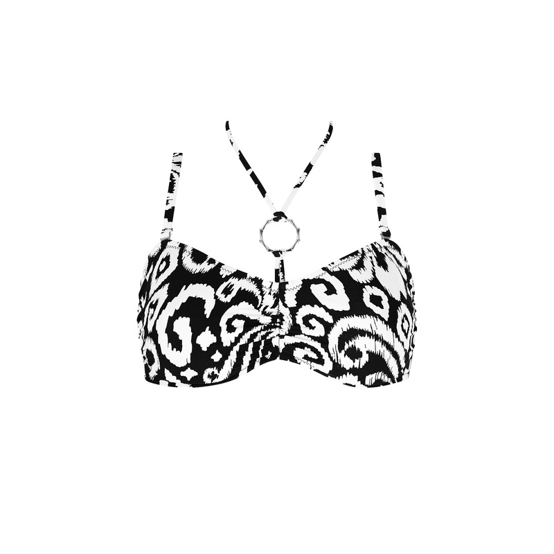 Antigel Swimwear By Lise Charmel - La Balinaise Fuller Cup Strapless Bikini Top Ikat Blanc Noir