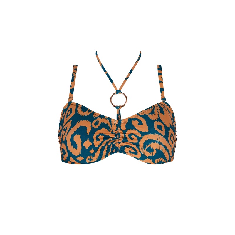 Antigel Swimwear By Lise Charmel - La Balinaise Fuller Cup Strapless Bikini Top Ikat Vert Orange