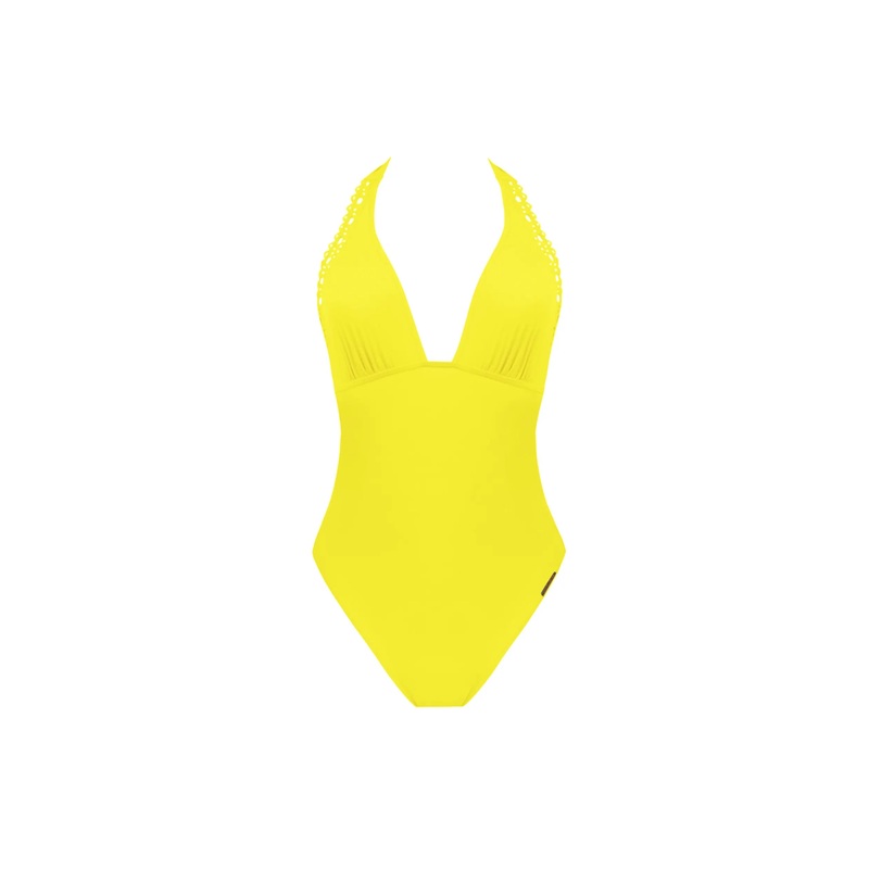 Lise Charmel Swimwear - Ajourage Couture Plunging Back Halter Swimsuit Ajourage Jaune