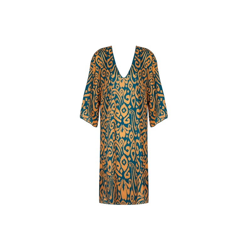 Antigel Swimwear By Lise Charmel - La Balinaise 3/4 Sleeve Tunic Ikat Vert Orange