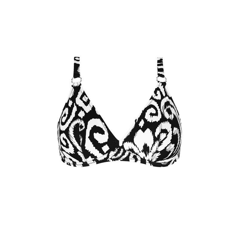 Antigel Swimwear By Lise Charmel - La Balinaise Halter Underwired Bikini Top Ikat Blanc Noir