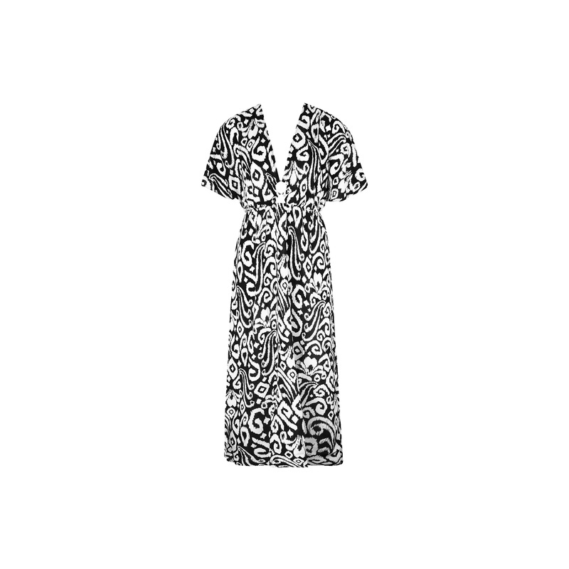 Antigel Swimwear By Lise Charmel - La Balinaise Maxi Dress Ikat Blanc Noir