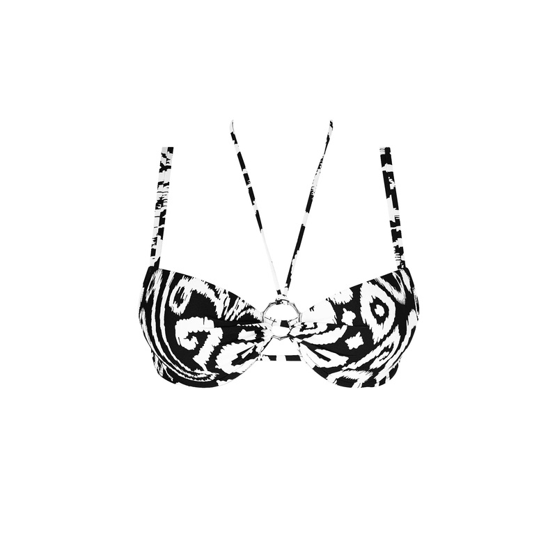 Antigel Swimwear By Lise Charmel - La Balinaise Padded Bikini Top Ikat Blanc Noir