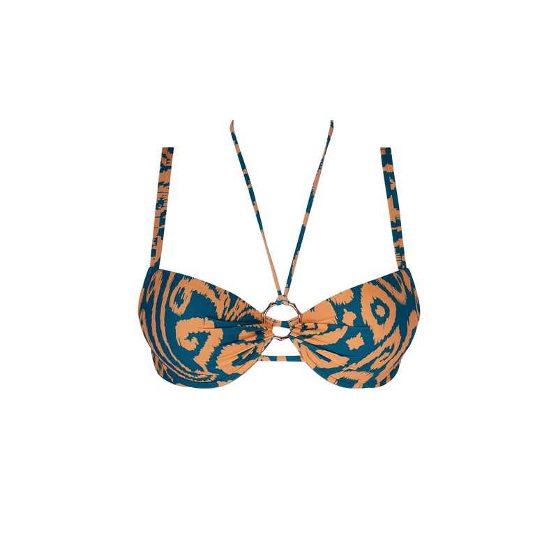 Antigel Swimwear By Lise Charmel - La Balinaise Padded Bikini Top Ikat Vert Orange