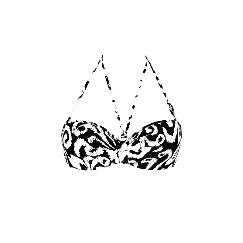 Antigel Swimwear By Lise Charmel - La Balinaise Strapless Bandeau Bikini Ikat Blanc Noir