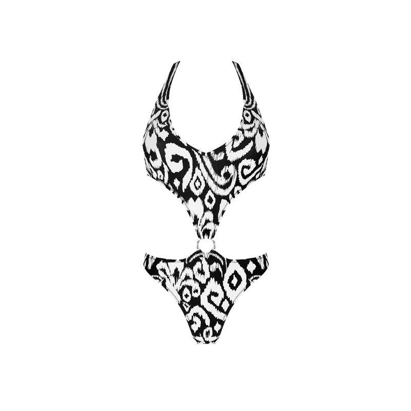 Antigel Swimwear By Lise Charmel - La Balinaise Trikini Ikat Blanc Noir