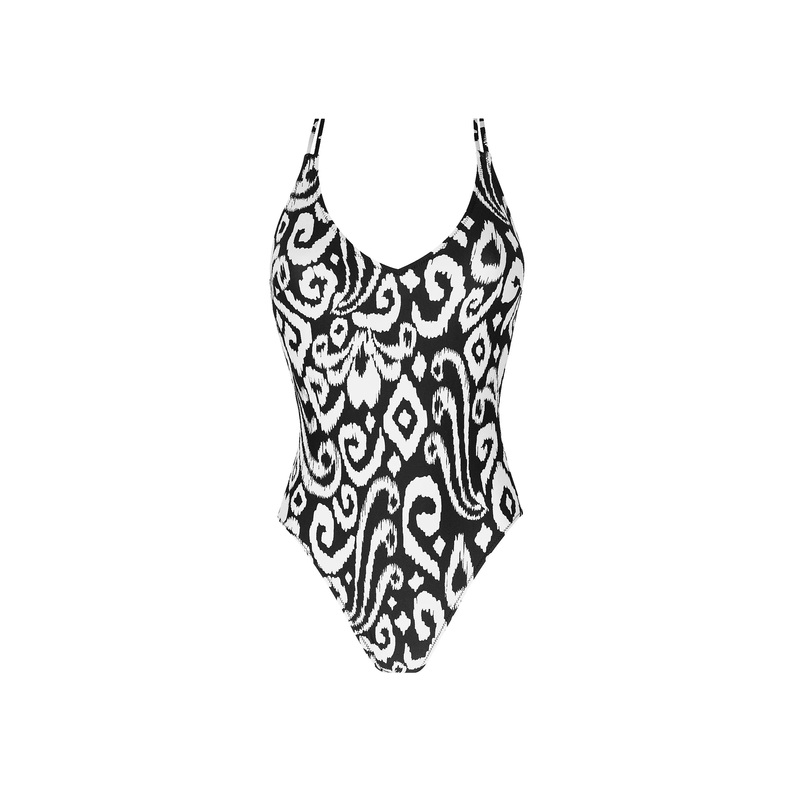 Antigel Swimwear By Lise Charmel - La Balinaise Unwired Swimsuit Ikat Blanc Noir
