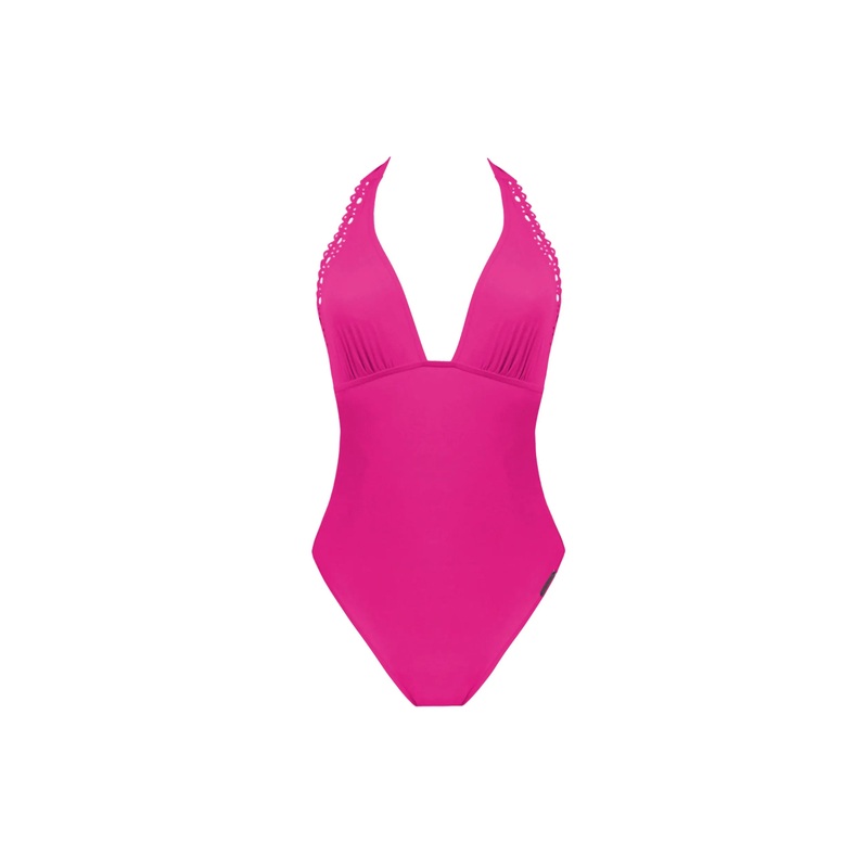 Lise Charmel Swimwear - Ajourage Couture Plunging Back Halter Swimsuit Ajourage Fuchsia