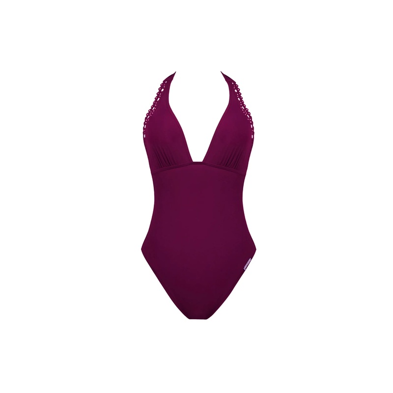 Lise Charmel Swimwear - Ajourage Couture Plunging Back Halter Swimsuit Ajourage Prune