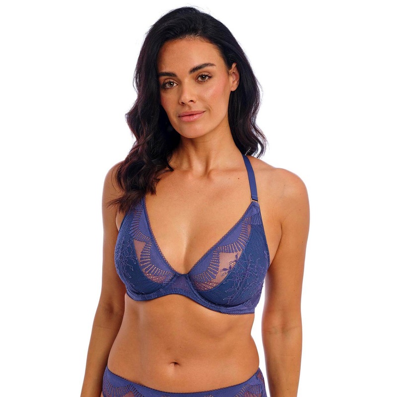 Wacoal - Sensu Lace Underwired Plunge Bra Dark Azure