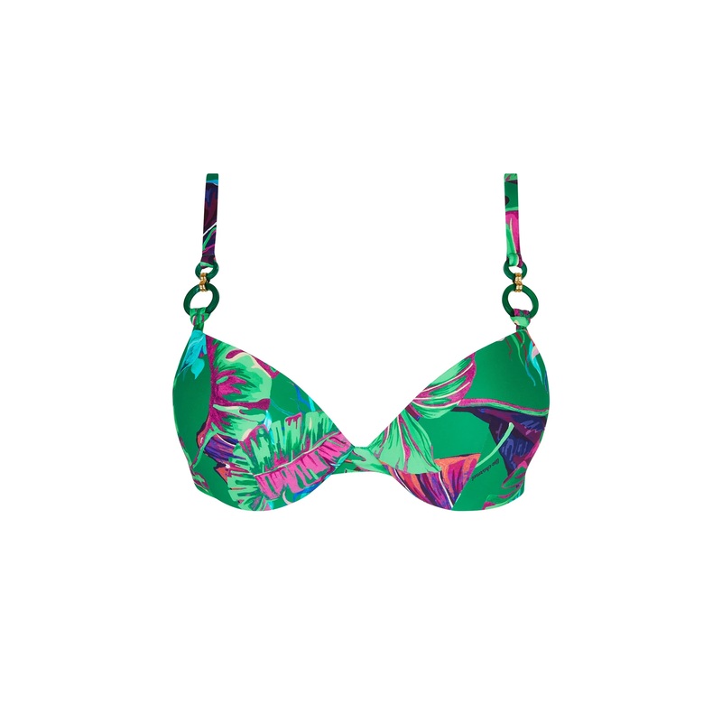 Lise Charmel Swimwear - Paradis Sauvage Padded Plunge Bikini Top Vert Sauvage