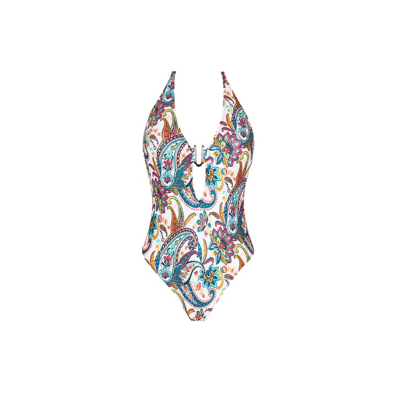 Antigel Swimwear By Lise Charmel - La Bayadere Wireless Halter Swimsuit Blanc Flashy