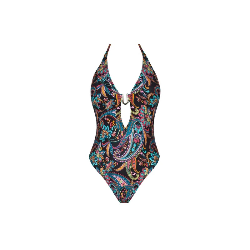 Antigel Swimwear By Lise Charmel - La Bayadere Wireless Halter Swimsuit Noir Flashy