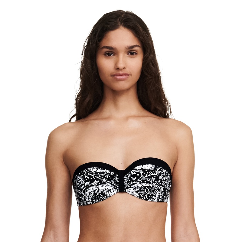 Chantelle Swimwear - Flowers Bandeau Underwired Bra Black Flowers