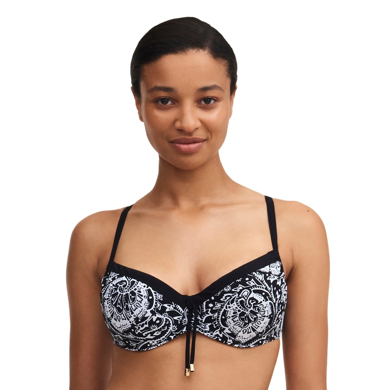 Chantelle Swimwear - Flowers Covering Underwired Bra (Adjustable) Black Flowers