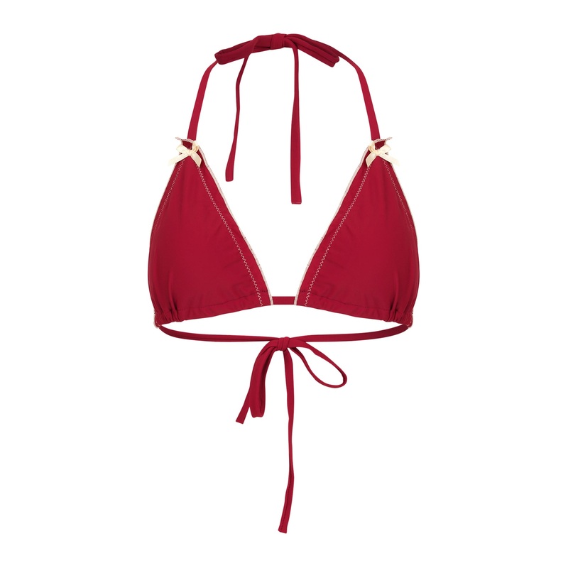 Bows Top - Cherry red with cream bows