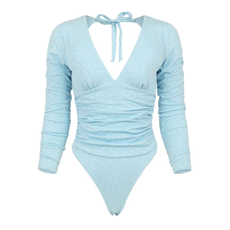 Malibu Surf Suit - Textured Floral / Sky Blue