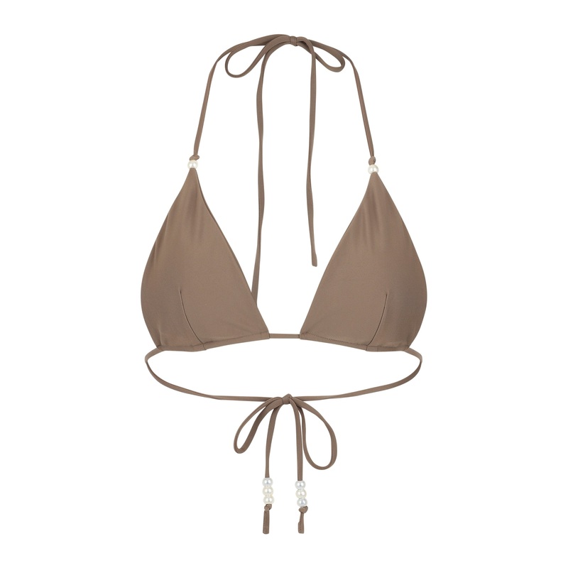 Tulum Tie Top with Beads - Mocha