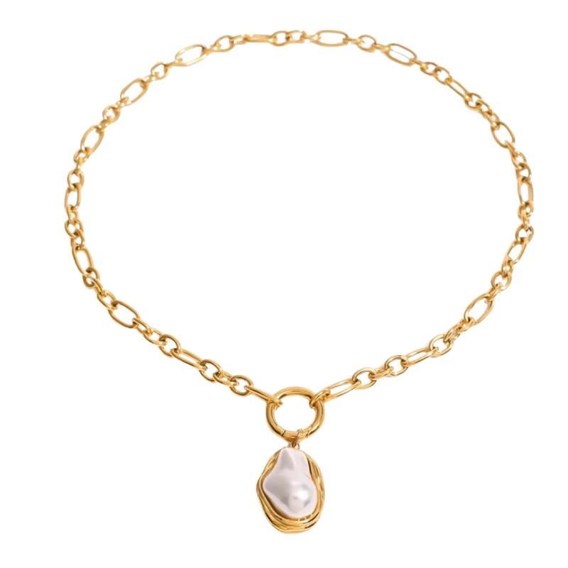 MAY-I | Dahlia Removable Pearl Necklace Gold