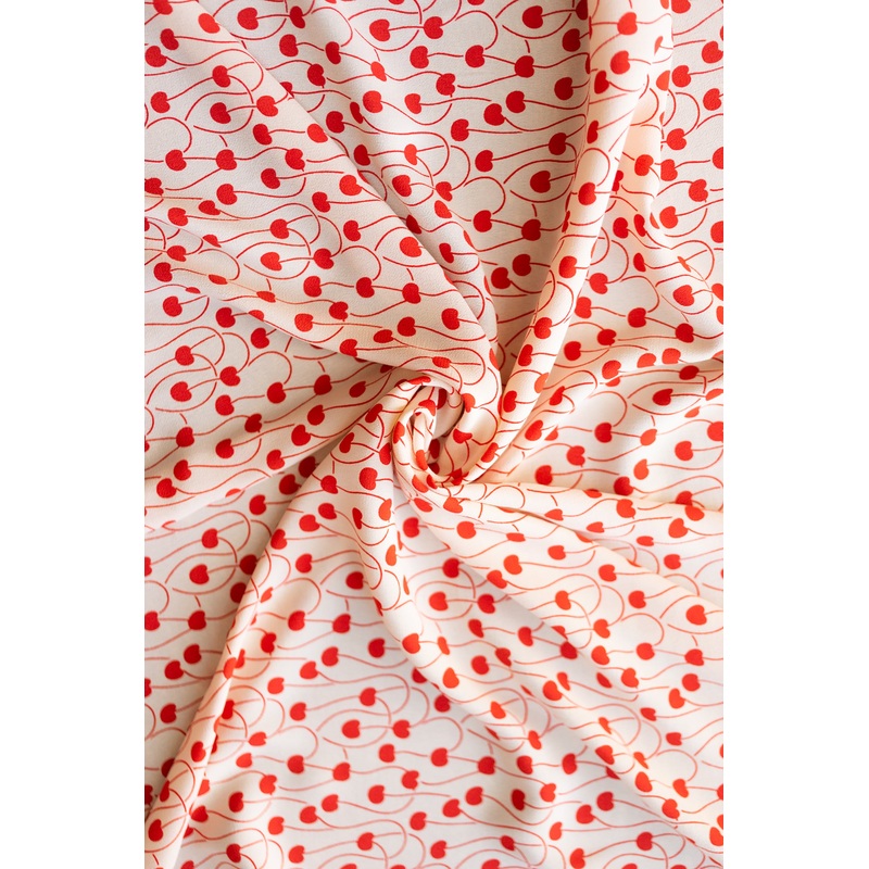 TISSU ECRU CERISES