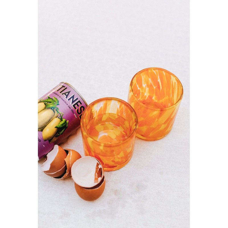 LOT DE 2 VERRES GABRIELLE ORANGE & JAUNE