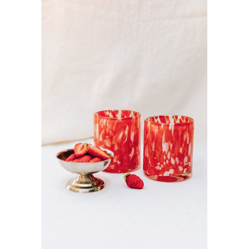 LOT DE 2 VERRES GABRIELLE ROUGE & BLANC