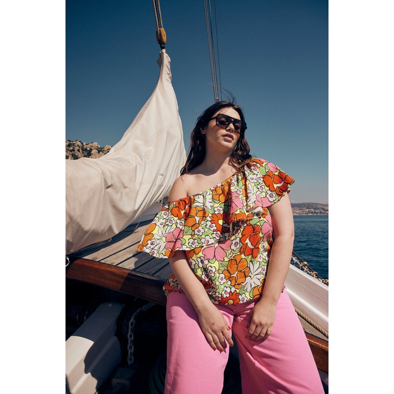 TOP SAVANE FLEURS 70'S