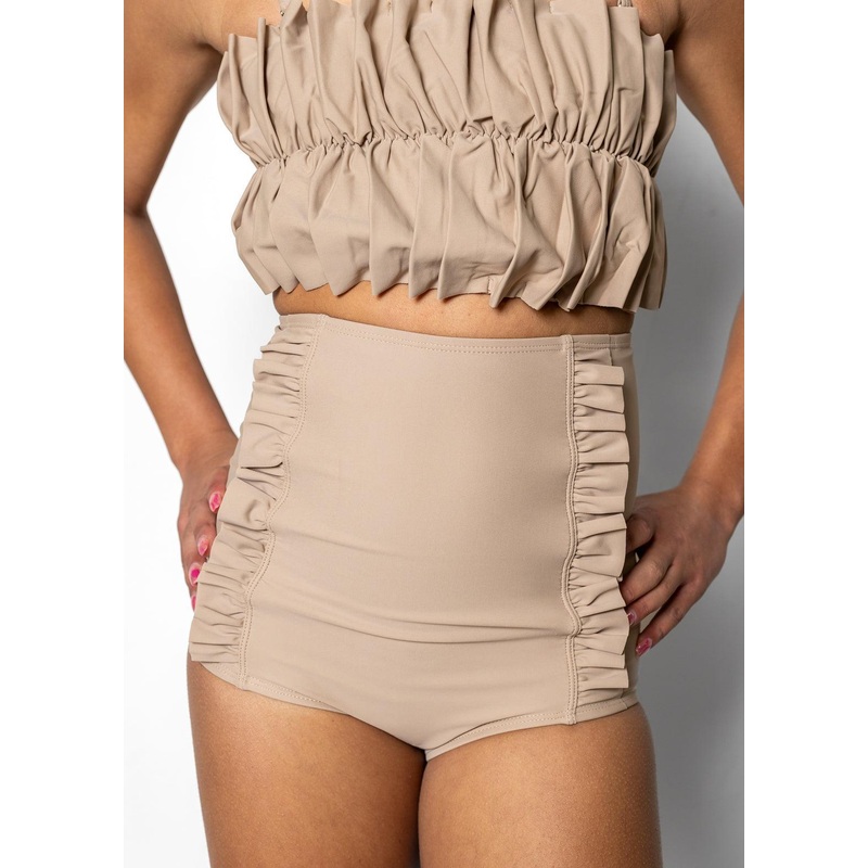 Taupe | Youth Down in Front Ruffle Bottoms