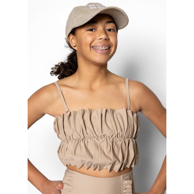 Taupe | Youth Oversized Ruffle Top