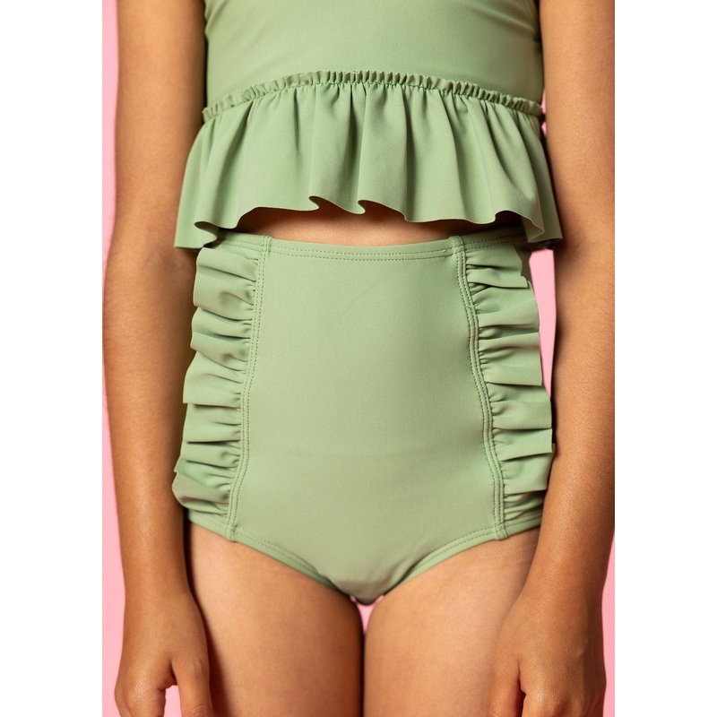 Meadow Green | Mini Down in Front Ruffle Bottoms