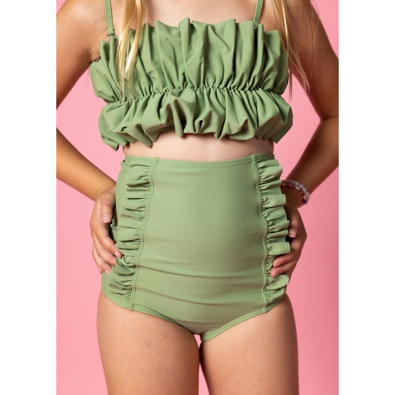 Meadow Green | Youth Down in Front Ruffle Bottoms