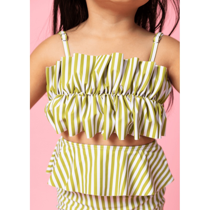 Pear Stripes | Mini Oversized Ruffle Top