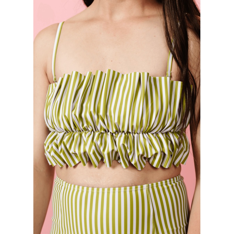 Pear Stripes | Oversized Ruffle Top