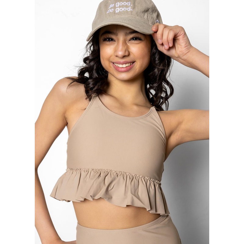 Taupe | Youth Peplum Top