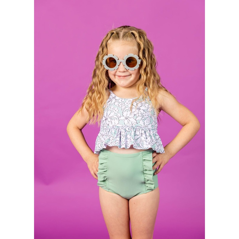 Mint Flowers | Mini Peplum Top