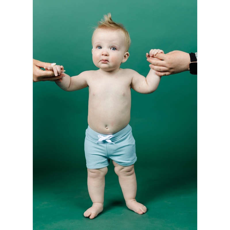 Ribbed Dusty Light Blue | Baby Euro Shorts