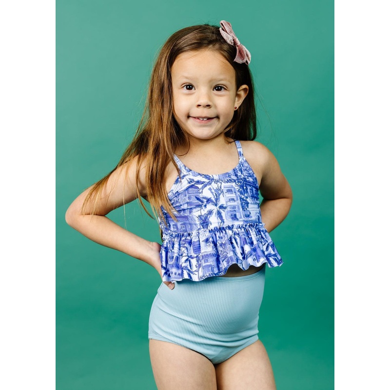 Ribbed Dusty Light Blue | Mini High-Waisted Bottoms