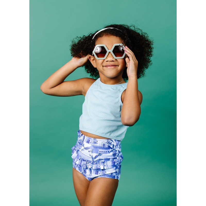 Ribbed Dusty Light Blue | Mini Racer Back Top