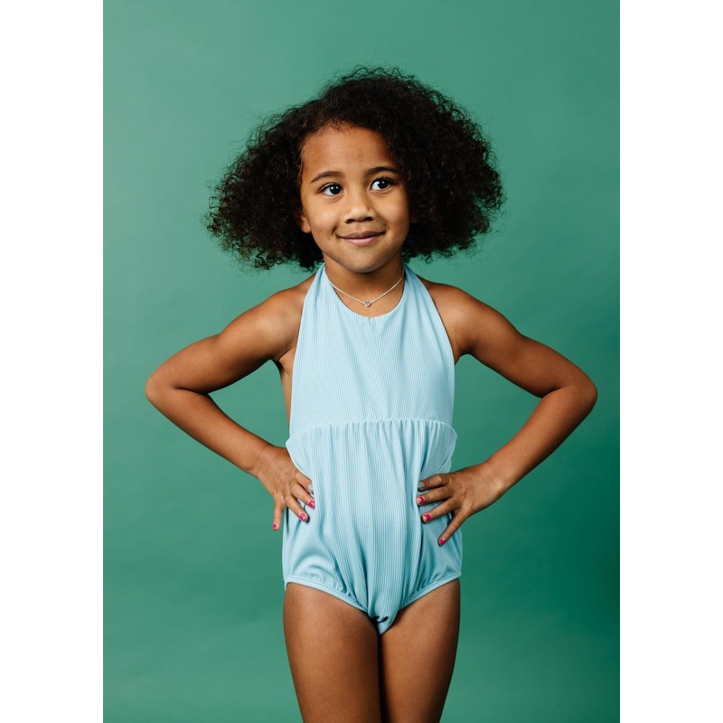 Ribbed Dusty Light Blue | Mini Romper One-Piece