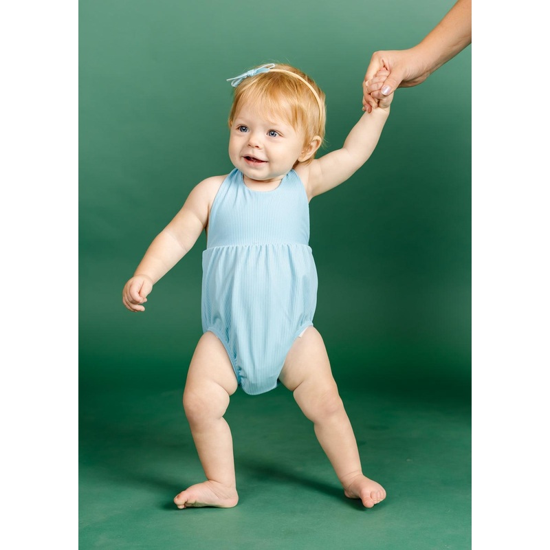 Ribbed Fresh Blue | Baby Romper One-Piece