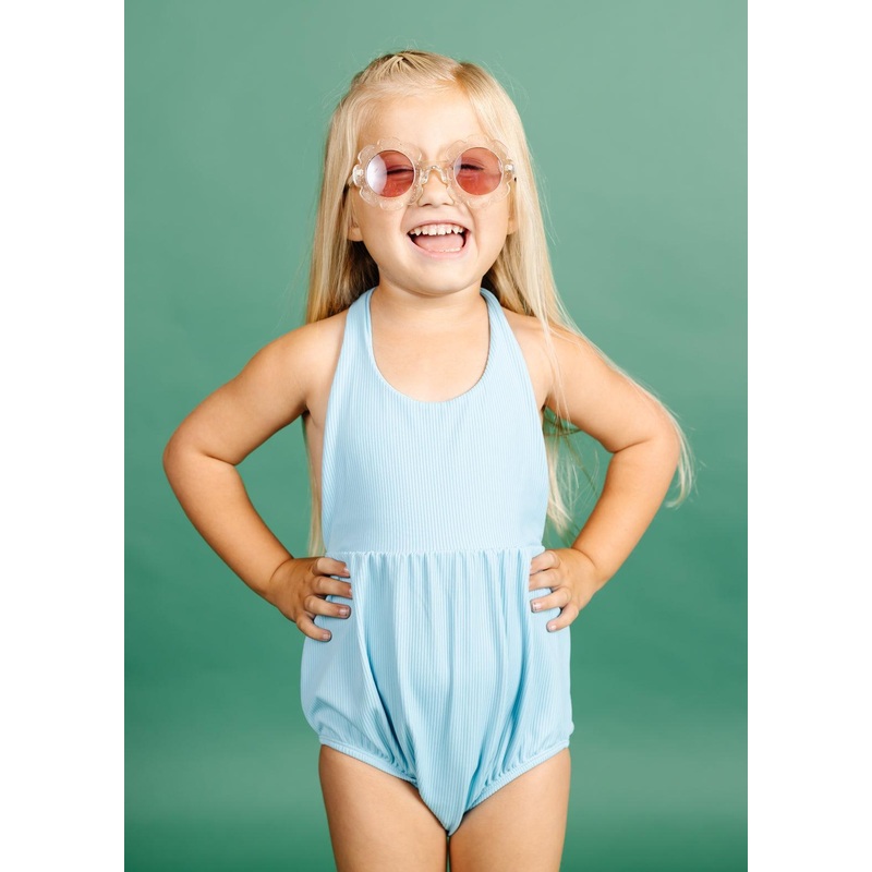 Ribbed Fresh Blue | Mini Romper One-Piece