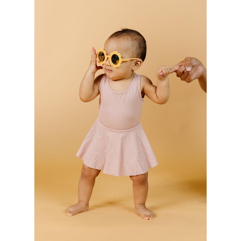 Ribbed Light Mauve | Baby Skirted One-Piece