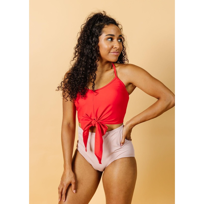 Ribbed Light Mauve | High-Waisted Bottoms