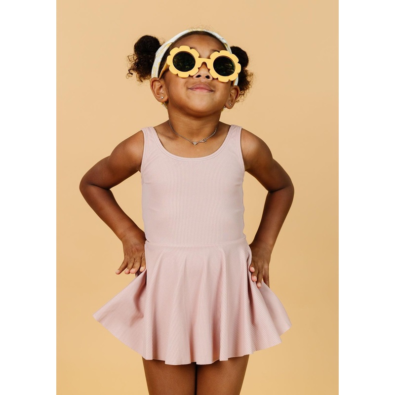 Ribbed Light Mauve | Mini Skirted One-Piece