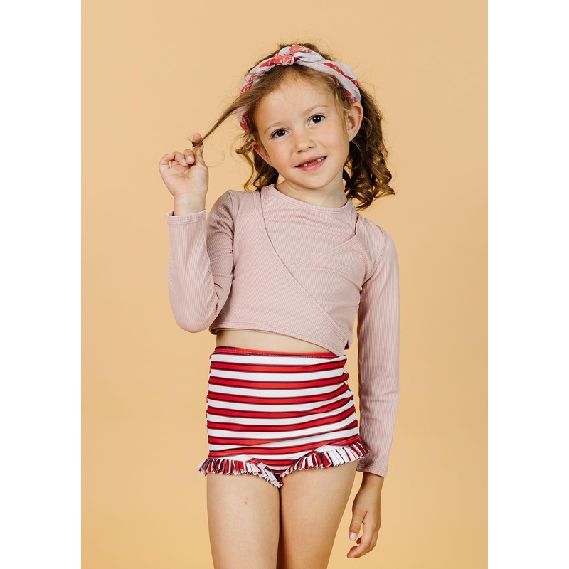 Ribbed Light Mauve | Mini Wrap Top Rashguard