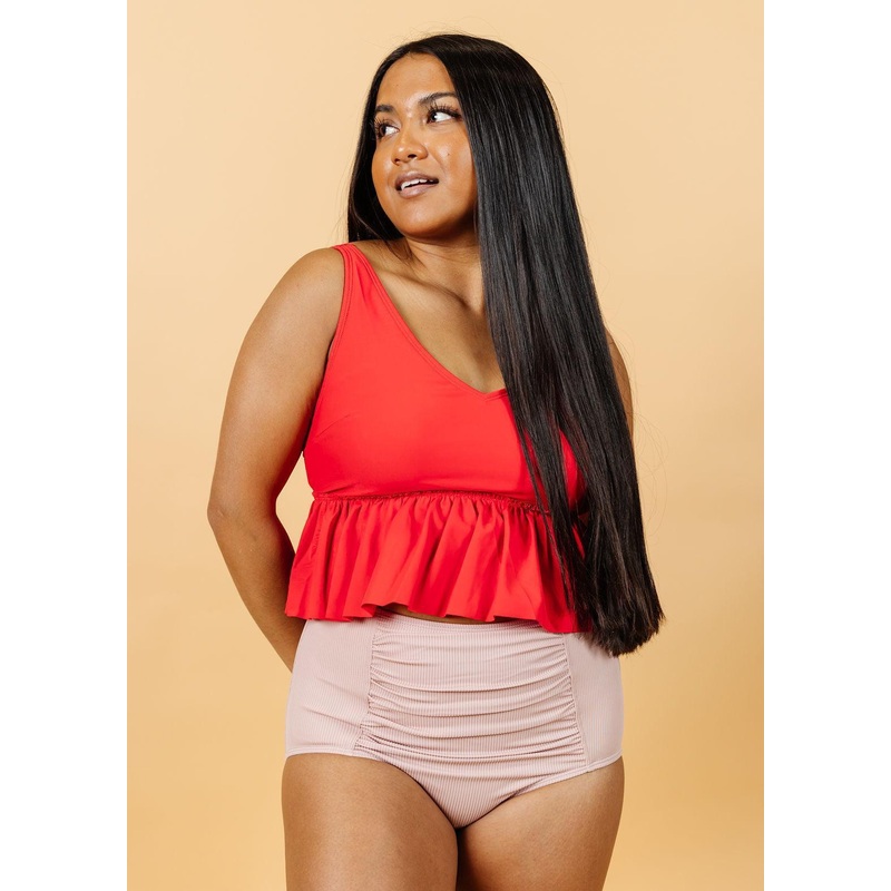 Ribbed Light Mauve | Ruched Bottoms 2.0