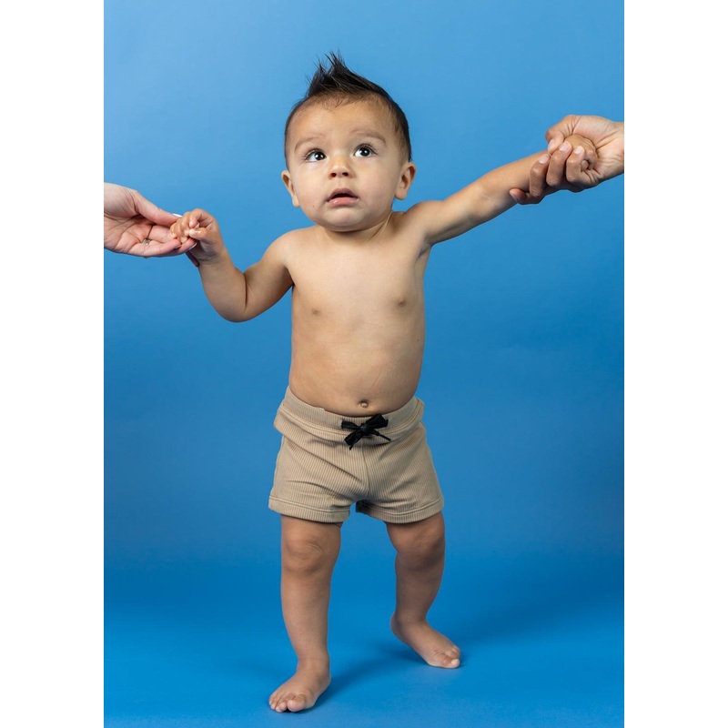Ribbed Sand Brown | Baby Euro Shorts