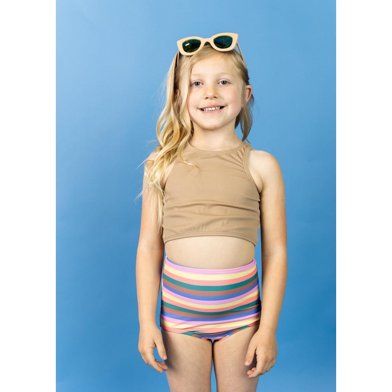 Ribbed Sand Brown | Mini Racer Back Top